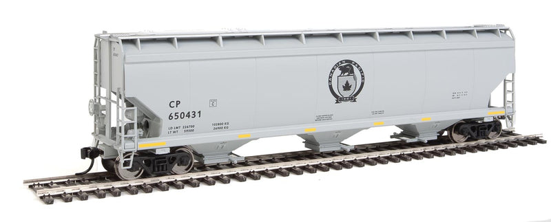 60' NSC 5150 3-Bay Covered Hopper - Ready to Run -- Canadian Pacific #650431 (gray, black; Centered Black Beaver Logo)-1