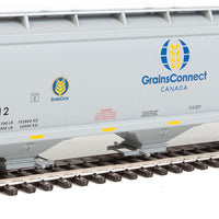 60' NSC 5150 3-Bay Covered Hopper - Ready to Run -- Grain Connect Canada WFRX #856712 (gray, black; Blue & Yellow Logo)