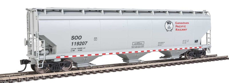 60' NSC 5150 3-Bay Covered Hopper - Ready to Run -- Canadian Pacific SOO #119207 (gray, red, black, Beaver Logo)-1