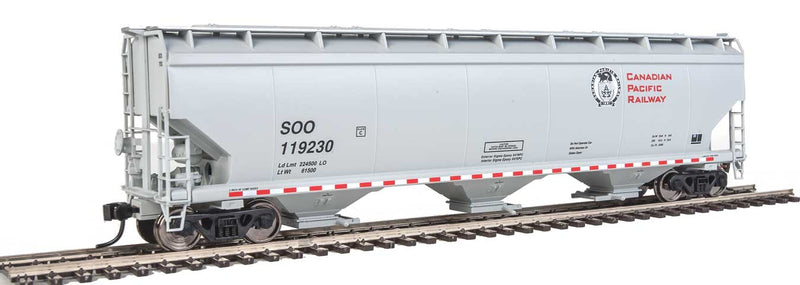 60' NSC 5150 3-Bay Covered Hopper - Ready to Run -- Canadian Pacific SOO #119230 (gray, red, black, Beaver Logo)-1