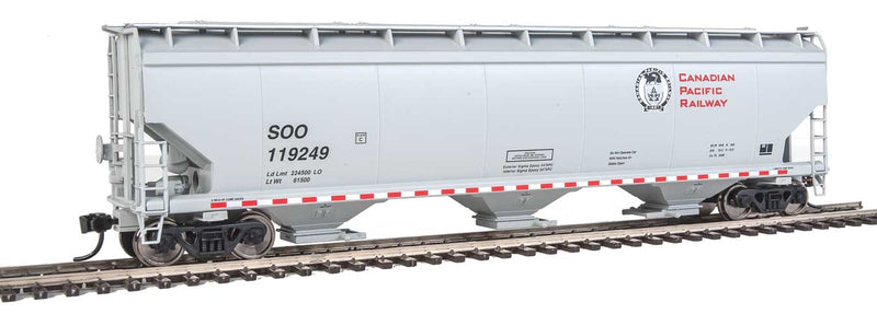 60' NSC 5150 3-Bay Covered Hopper - Ready to Run -- Canadian Pacific SOO #119249 (gray, red, black; Beaver Logo)-1