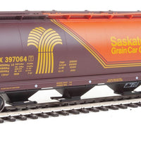 59' Cylindrical Hopper - Ready to Run -- Saskatchewan Grain Car Corporation SKNX #397064 (brown, orange, yellow)