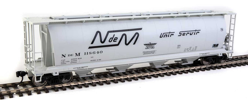 59' Cylindrical Hopper - Ready to Run -- National Railways of Mexico NdeM #118640 (gray, black Script Lettering)-1