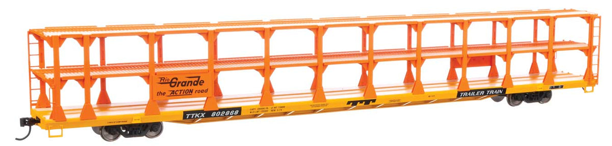 89' Flatcar w/Tri-Level Open Auto Rack - Ready to Run -- Denver & Rio Grande Western(TM) #802868-2