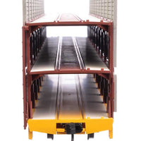 89' Flatcar w/Tri-Level Shielded Auto Rack - Ready to Run -- Erie Lackawanna #850258, TTKX Flatcar (yellow)