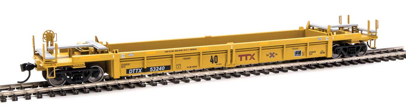 Thrall Rebuilt 40' Well Car - Ready to Run -- TTX DTTX #53240 (yellow, black, small red TTX and Next Road logo, yellow con-1