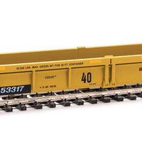 Thrall Rebuilt 40' Well Car - Ready to Run -- TTX DTTX #53317 (yellow, black, large red TTX Forward Thinking logo, yellow