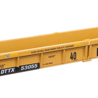 Thrall Rebuilt 40' Well Car - Ready to Run -- TTX DTTX #53055 - small black & white TTX logo w/yellow conspicuity stripes