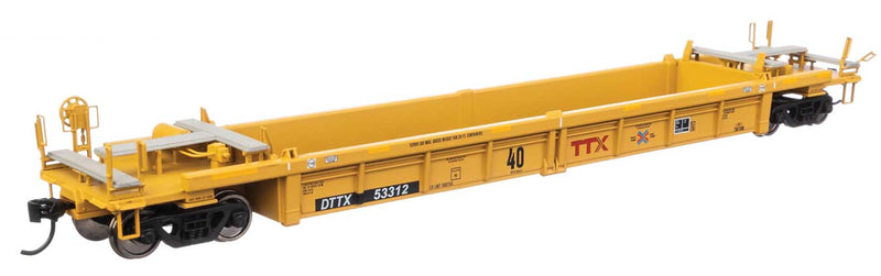 Thrall Rebuilt 40' Well Car - Ready to Run -- TTX DTTX #53312; red TTX & Next Load Any Road logos, yellow conspicutiy stri-1