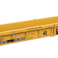Thrall Rebuilt 40' Well Car - Ready to Run -- TTX DTTX #747323 - large black & white TTX logo w/yellow conspicuity stripes
