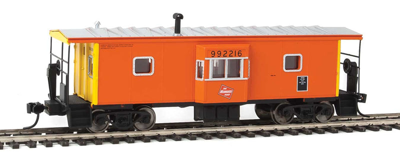 International Bay Window Caboose - Ready to Run -- Milwaukee Road 992216 (orange, yellow; Logo on Bay Window)-1