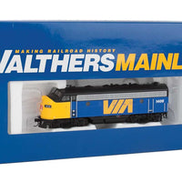 EMD F7 A-B Set - Standard DC -- VIA Rail Canada #1406, 1963 (blue, yellow)