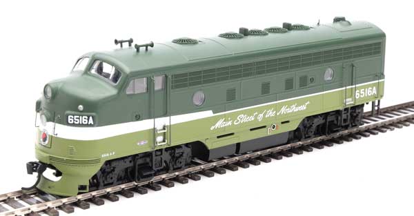 EMD F7 A - Standard DC -- Northern Pacific #6516A (two-tone green, white, black)-1
