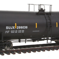 40' Trinity 14,000 Gallon Molten Sulfur Tank Car - Ready to Run -- Sulcom, Inc. SUJX #299036 (black, yellow Conspicuity Marks; Sulfur Service)