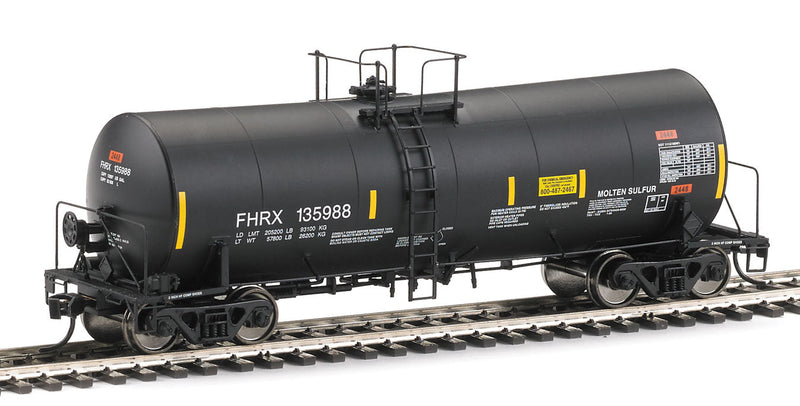 40' Trinity 14,000-Gallon Molten Sulfur Tank Car - Ready to Run -- Flint Hill Resources FHRX #135988 (black, conspicuity markings)-1