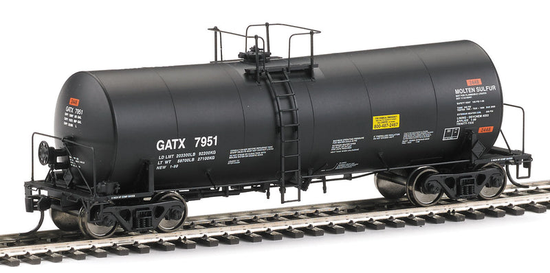 40' Trinity 14,000-Gallon Molten Sulfur Tank Car - Ready to Run -- General American Tankcar GATX #7951 (black)-1
