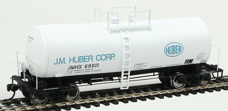 40' UTLX 16,000-Gallon Funnel-Flow Tank Car - Ready to Run -- J. M. Huber #69011 (white, black, blue)-1