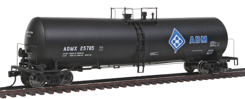 54' 23,000-Gallon Funnel-Flow Tank Car - Ready to Run -- Archer-Daniels-Midland ADMX #25785 (black, blue, Molecule Logo)
