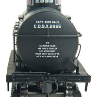 32'6" Type 21 ACF 8,000-Gallon Tank Car - Ready to Run -- Mid Continent Petroleum COSX #2955 (black, red, Diamond Logo) With AB Brakes