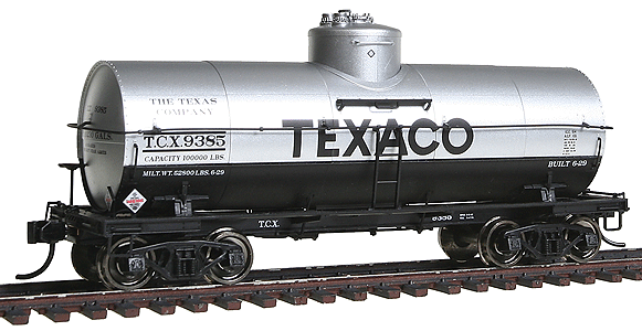 32'6" Type 21 ACF 10,000-Gallon Insulated Tank Car - Ready To Run -- Texaco #9385 (black, Billboard Lettering)