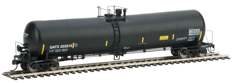 55' Trinity 30,145-Gallon Tank Car - Ready to Run -- General American Tankcar #203516 (black, yellow Conspicuity Marks)-1