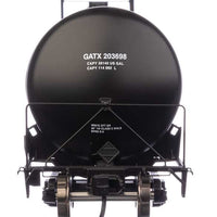 55' Trinity 30,145-Gallon Tank Car - Ready to Run -- GATX Corporation GATX #203698 (black, white, yellow conspicuity marks)