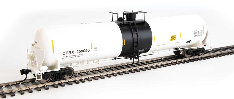 55' Trinity Modified 30,145-Gallon Tank Car - Ready to Run -- PBF Holding Co. DPRX #259095 (white, black; yellow conspicuity marks)-1