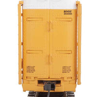 89' Thrall Enclosed Tri-Level Auto Carrier - Ready to Run -- Burlington Northern Santa Fe Rack and Flat #303085 (yellow, Circle-Cross Log