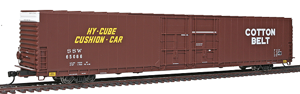 86' Pullman-Standard Double-Door Hi-Cube Boxcar - Ready to Run -- Cotton Belt(TM) SSW #65066 (Boxcar Red, yellow, white, Large Cotton Belt)