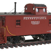 PRR N6B Wood Cabin Car (Caboose) w/Offset Cupola - Ready to Run -- Pennsylvania #982143 (Tuscan, black w/Modified Block lettering & bars)