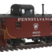 PRR N6B Wood Cabin Car (Caboose) w/Offset Cupola - Ready to Run -- Pennsylvania Railroad #980020 (Tuscan, black; Keystone in Middle)