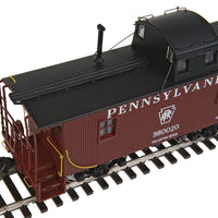 PRR N6B Wood Cabin Car (Caboose) w/Offset Cupola - Ready to Run -- Pennsylvania Railroad #980020 (Tuscan, black; Keystone in Middle)