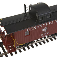 PRR N6B Wood Cabin Car (Caboose) w/Centered Cupola - Ready to Run -- Pennsylvania #982100 (Tuscan, black w/Keystone in middle)