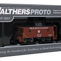 PRR N6B Wood Cabin Car (Caboose) w/Centered Cupola - Ready to Run -- Pennsylvania #982100 (Tuscan, black w/Keystone in middle)