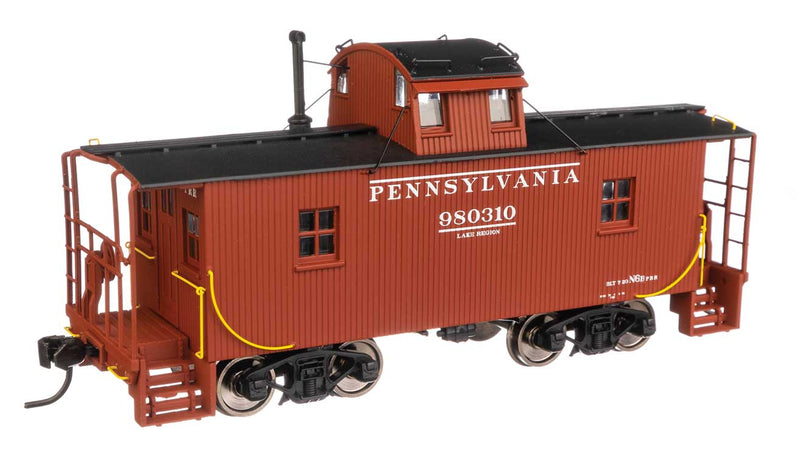 Pennsylvania N6B Wood Cabin Car (Caboose) w/Center Cupola -- Pennsylvania Railroad #980310 (Tuscan; Modified Block Lettering, Bars)-1