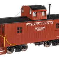 Pennsylvania N6B Wood Cabin Car (Caboose) w/Center Cupola -- Pennsylvania Railroad #980310 (Tuscan; Modified Block Lettering, Bars)