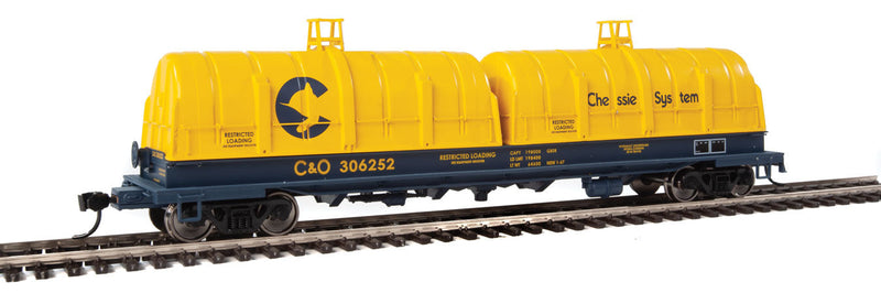 50' Evans Cushion Coil Car - Ready to Run -- Chessie System C&O #306252 (Glass-Fiber Hoods; blue, yellow)-1