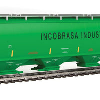 67' Trinity 6351 4-Bay Covered Hopper - Ready to Run -- Incobrasa Industries Limited BRIX #97427 (green, yellow conspicuity stripes)