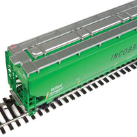 67' Trinity 6351 4-Bay Covered Hopper - Ready to Run -- Incobrasa Industries Limited BRIX #97427 (green, yellow conspicuity stripes)