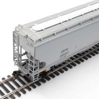 67' Trinity 6351 4-Bay Covered Hopper - Ready to Run -- CIT Group-Capital Finance, Inc. CEFX #635337 (gray, Yellow Conspicuity Strip