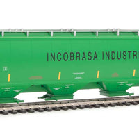67' Trinity 6351 4-Bay Covered Hopper - Ready to Run -- Incobrasa Industries Limited BRIX #97468 (green, yellow conspicuity stripes)