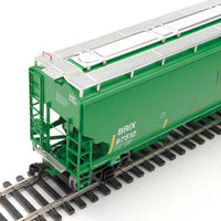67' Trinity 6351 4-Bay Covered Hopper - Ready to Run -- Incobrasa Industries Limited BRIX #97512 (green, yellow conspicuity stripes)