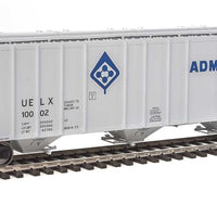 55' Evans 4780 Cubic Foot 3-Bay Covered Hopper - Ready To Run -- Archer-Daniels-Midland UELX #10012 (gray, blue; Molecule Logo)