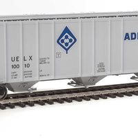 55' Evans 4780 Cubic Foot 3-Bay Covered Hopper - Ready To Run -- Archer-Daniels-Midland UELX #10010 (gray, blue; Molecule Logo)