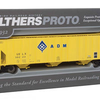 55' Evans 4780 Cubic Foot 3-Bay Covered Hopper - Ready To Run -- Archer-Daniels-Midland UELX #30223 (yellow, blue; Molecule Logo)