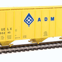 55' Evans 4780 Cubic Foot 3-Bay Covered Hopper - Ready To Run -- Archer-Daniels-Midland UELX #30245 (yellow, blue; Molecule Logo)