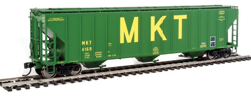 55' Evans 4780 Cubic Foot 3-Bay Covered Hopper - Ready To Run -- Missouri-Kansas-Texas(TM) #4169 (green, yellow; Large MKT)-1