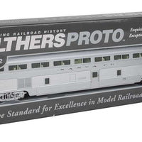 85' Budd Hi-Level 72-Seat Coach -- Lighted - Santa Fe (Real Metal Finish with Decals)
