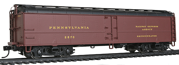 50' Pennsylvania Class R50b Express Reefer - Ready to Run -- Pennsylvania Railroad #2670 (Summer 1945 Scheme; Tuscan, black, Dulux Gold)