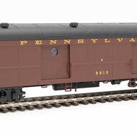 60' Pennsylvania Class B60b Baggage Car w/Standard Doors -- Pennsylvania Railroad #9210 (2/54-9/62 Scheme, Tuscan, black, Messenger Star
